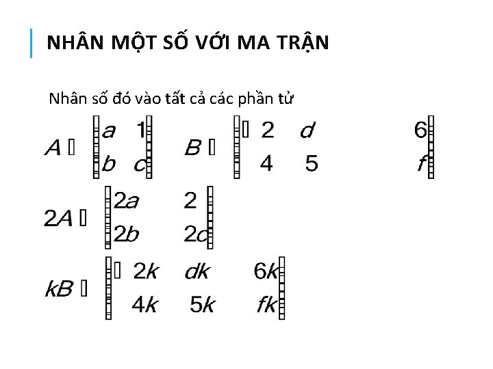 NH N MỘT SỐ VỚI MA TRẬN Nhân số đó vào tất cả các