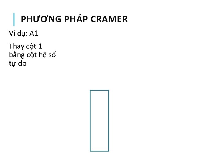 PHƯƠNG PHÁP CRAMER Ví dụ: A 1 Thay cột 1 bằng cột hệ số