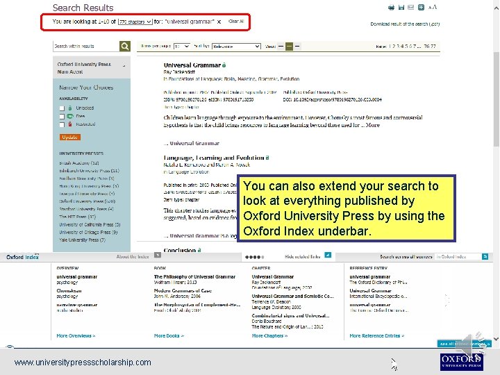 You can also extend your search to look at everything published by Oxford University