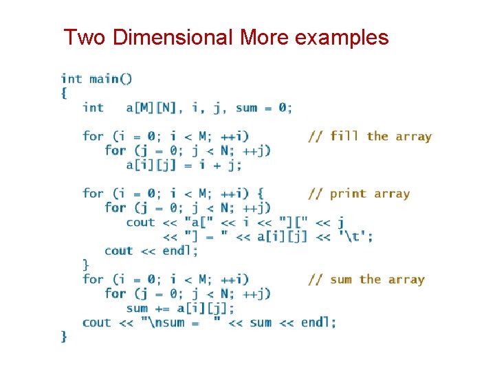Two Dimensional More examples 