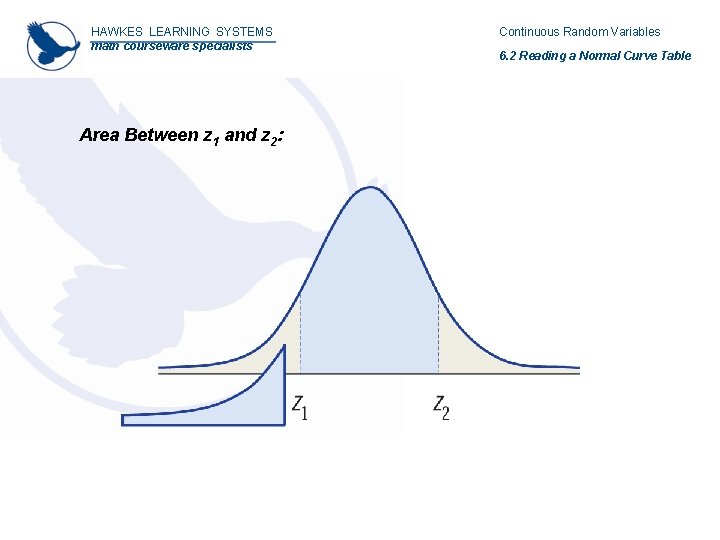 HAWKES LEARNING SYSTEMS math courseware specialists Area Between z 1 and z 2: Continuous