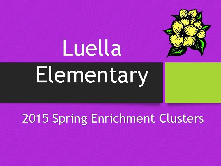 Luella Elementary 2015 Spring Enrichment Clusters Luella Elementary 2015 Spring Enrichment Clusters