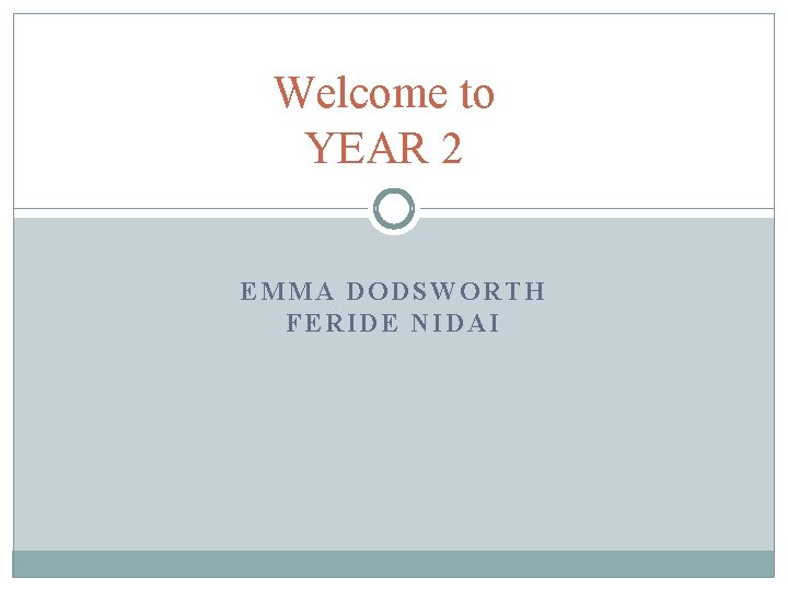 Welcome to YEAR 2 EMMA DODSWORTH FERIDE NIDAI 