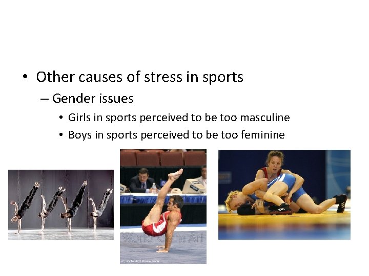  • Other causes of stress in sports – Gender issues • Girls in