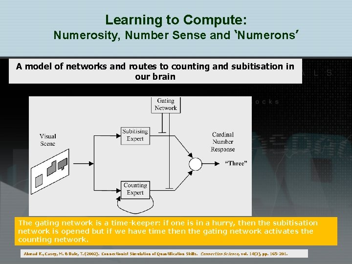 Learning to Compute: Numerosity, Number Sense and ‘Numerons’ A model of networks and routes