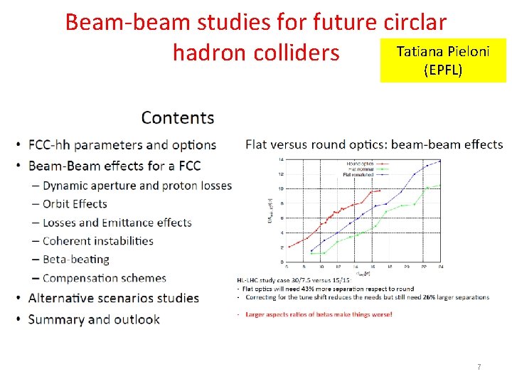 Beam-beam studies for future circlar Tatiana Pieloni hadron colliders (EPFL) 7 