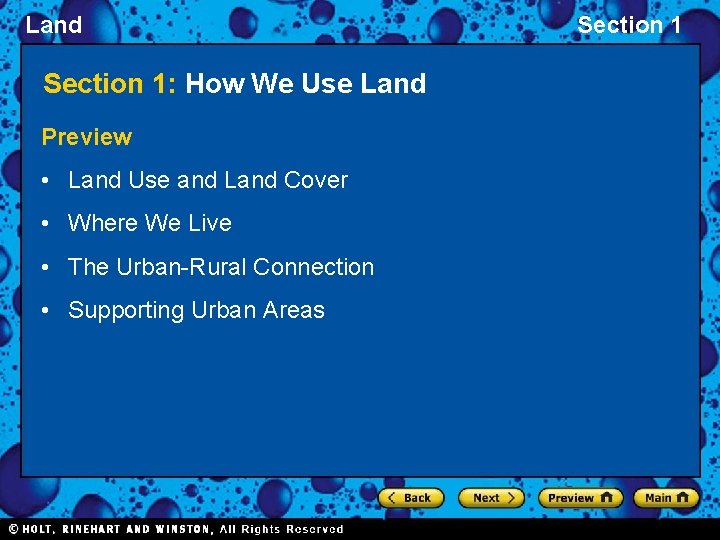 Land Section 1: How We Use Land Preview • Land Use and Land Cover
