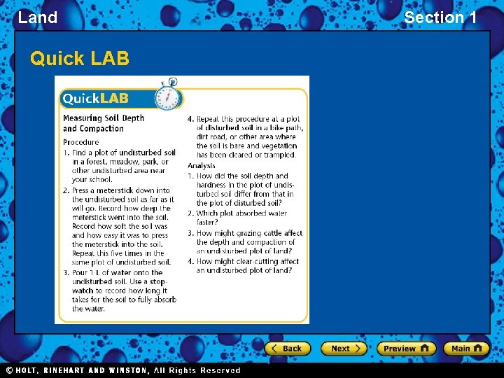 Land Quick LAB Section 1 