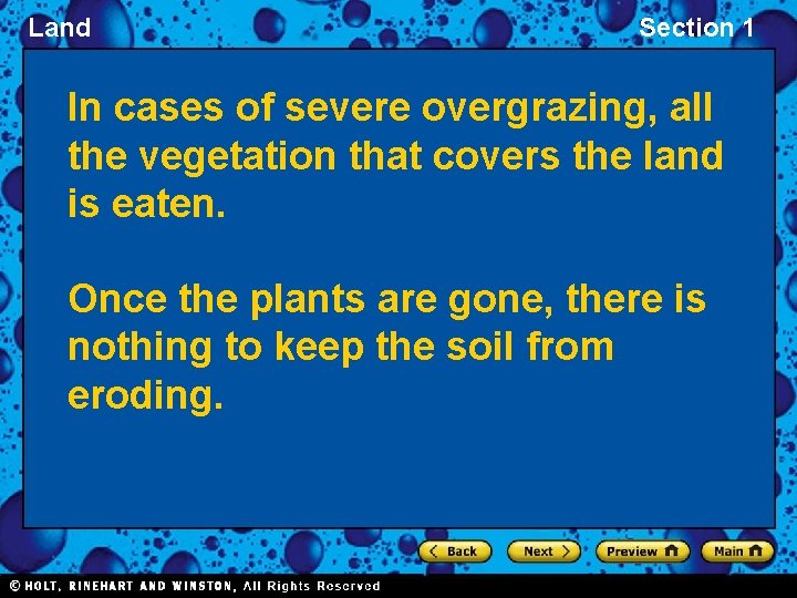 Land Section 1 In cases of severe overgrazing, all the vegetation that covers the