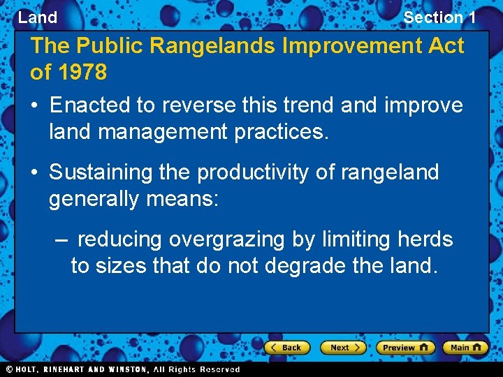 Land Section 1 The Public Rangelands Improvement Act of 1978 • Enacted to reverse