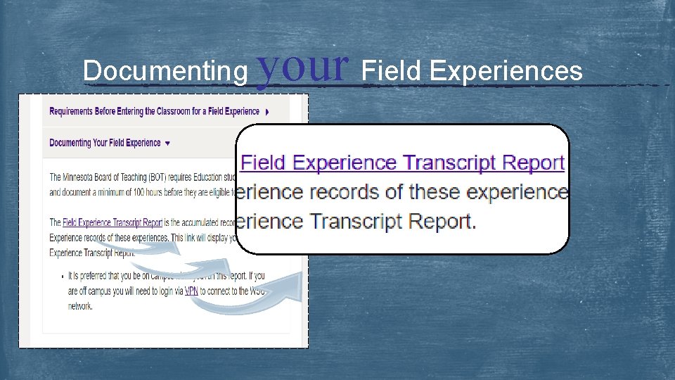 Documenting your Field Experiences 