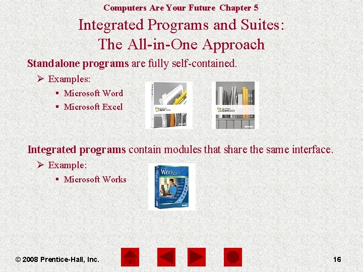 Computers Are Your Future Chapter 5 Integrated Programs and Suites: The All-in-One Approach Standalone