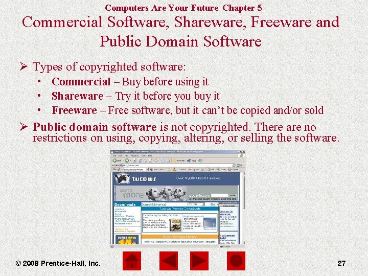 Computers Are Your Future Chapter 5 Commercial Software, Shareware, Freeware and Public Domain Software