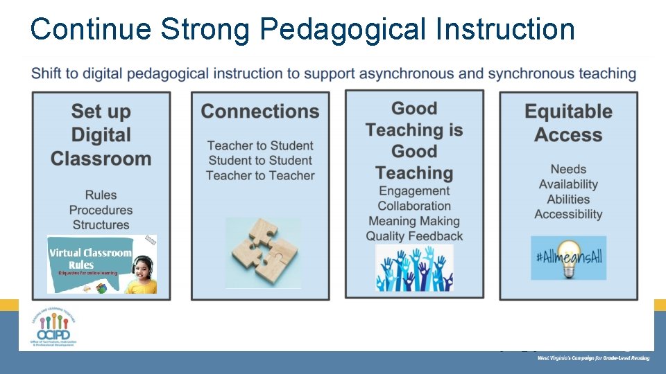 Continue Strong Pedagogical Instruction 