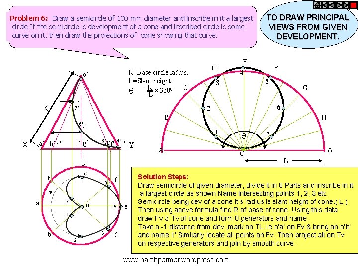 Problem 6: Draw a semicircle 0 f 100 mm diameter and inscribe in it