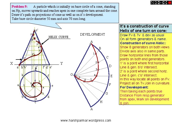 Problem 9: A particle which is initially on base circle of a cone, standing