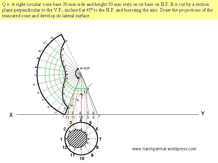 Q e: A right circular cone base 30 mm side and height 50 mm