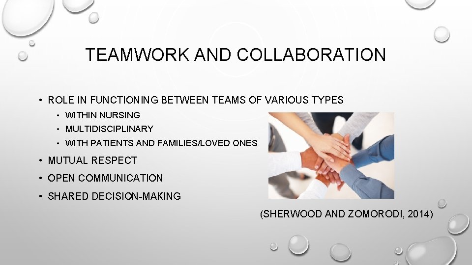 TEAMWORK AND COLLABORATION • ROLE IN FUNCTIONING BETWEEN TEAMS OF VARIOUS TYPES • WITHIN