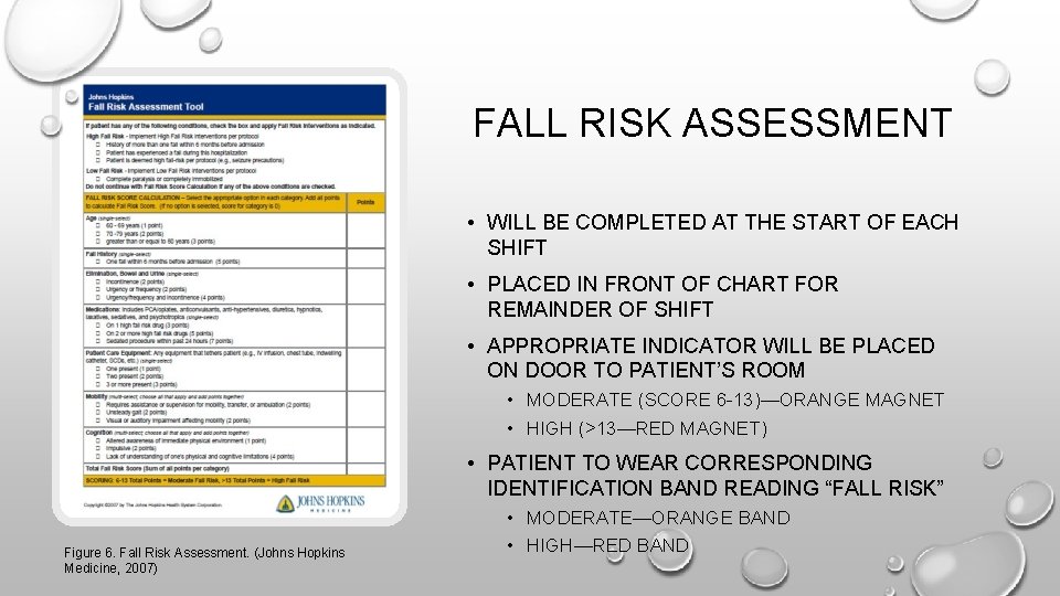FALL RISK ASSESSMENT • WILL BE COMPLETED AT THE START OF EACH SHIFT •