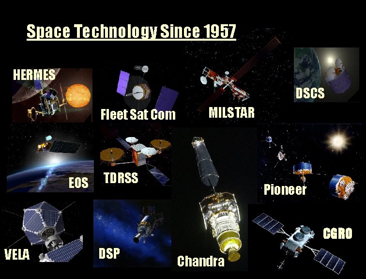 Space Technology Since 1957 HERMES DSCS Fleet Sat Com EOS MILSTAR TDRSS Pioneer CGRO