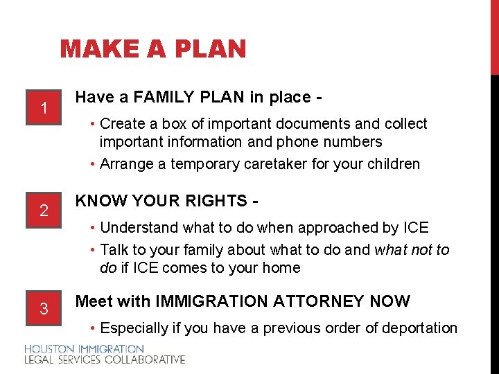 MAKE A PLAN 1 2 3 Have a FAMILY PLAN in place • Create