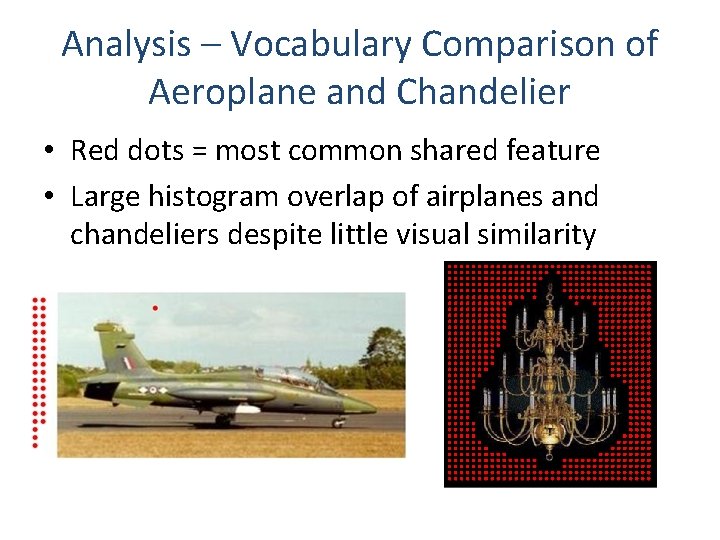 Analysis – Vocabulary Comparison of Aeroplane and Chandelier • Red dots = most common Analysis – Vocabulary Comparison of Aeroplane and Chandelier • Red dots = most common