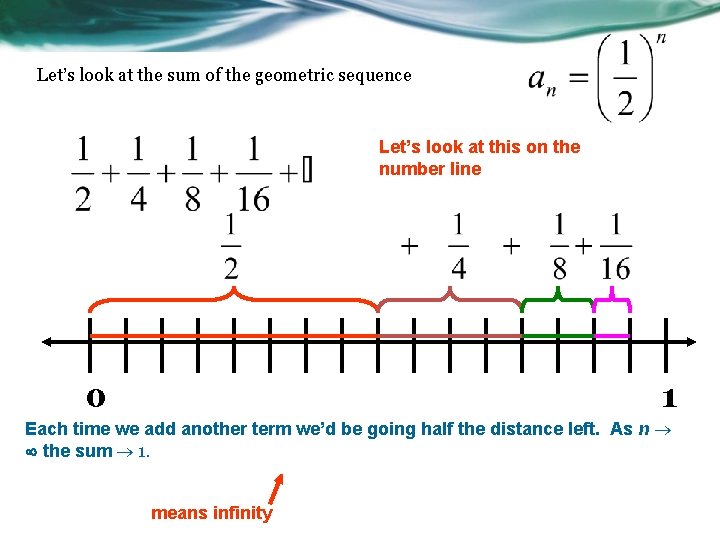 Let’s look at the sum of the geometric sequence Let’s look at this on