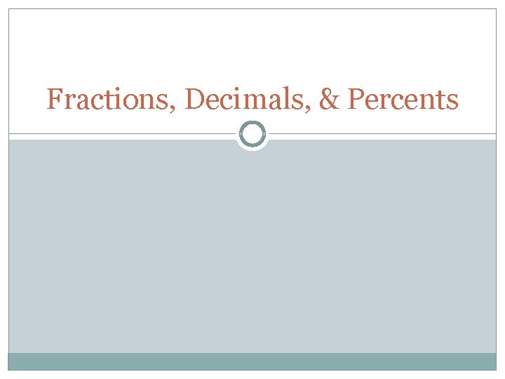 Fractions, Decimals, & Percents 