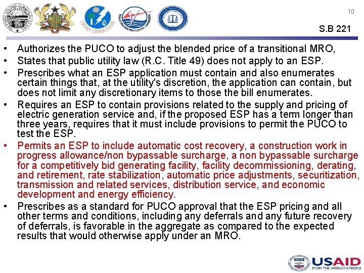 10 S. B 221 • Authorizes the PUCO to adjust the blended price of