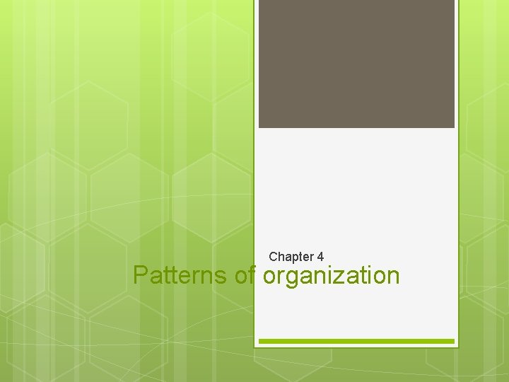 Chapter 4 Patterns of organization 