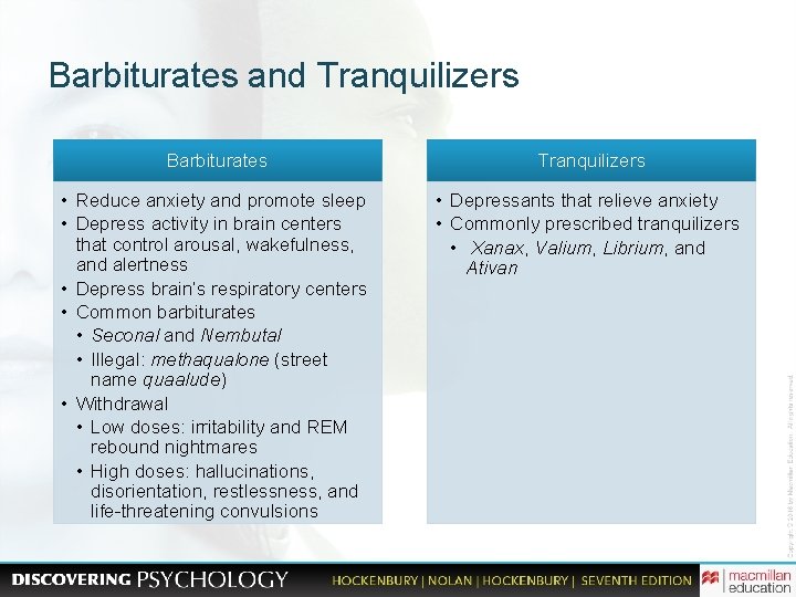 Barbiturates and Tranquilizers Barbiturates Tranquilizers • Reduce anxiety and promote sleep • Depress activity