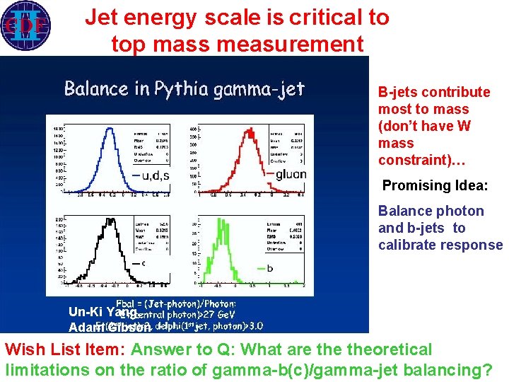 Jet energy scale is critical to top mass measurement B-jets contribute most to mass