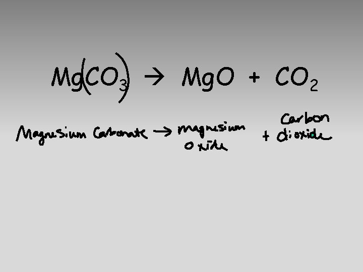 Mg. CO 3 Mg. O + CO 2 