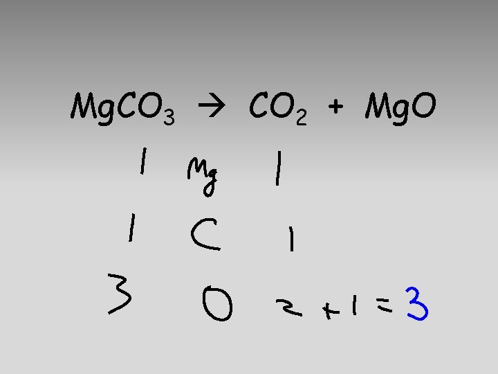 Mg. CO 3 CO 2 + Mg. O 