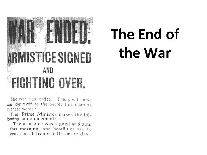 The End of the War 