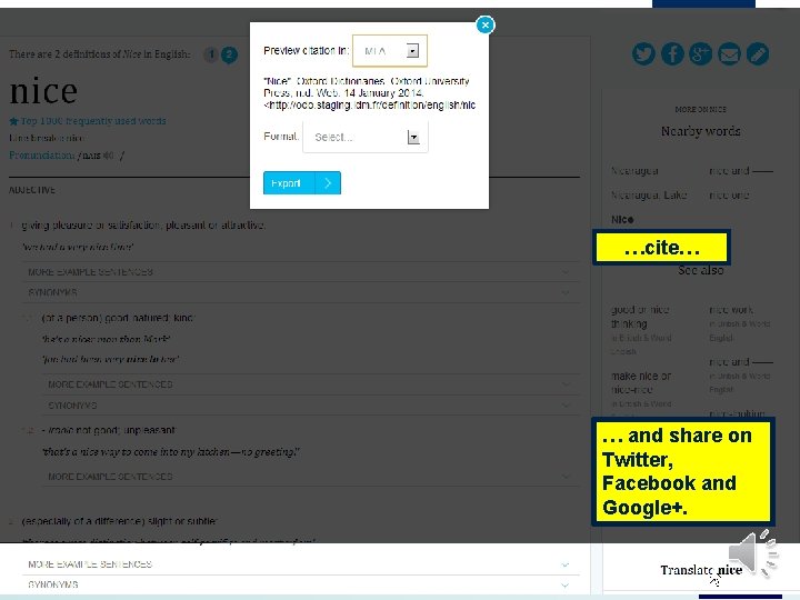 …cite… … and share on Twitter, Facebook and Google+. Website: www. oxforddictionaries. com 