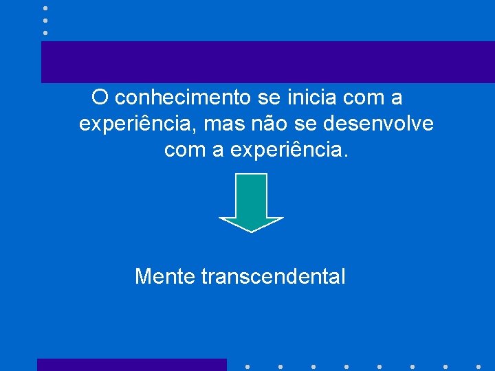 O conhecimento se inicia com a experiência, mas não se desenvolve com a experiência.