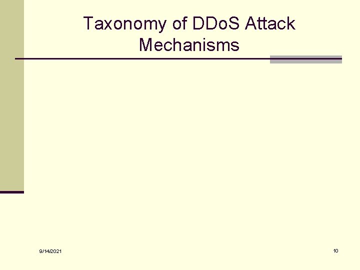 Taxonomy of DDo. S Attack Mechanisms 9/14/2021 10 