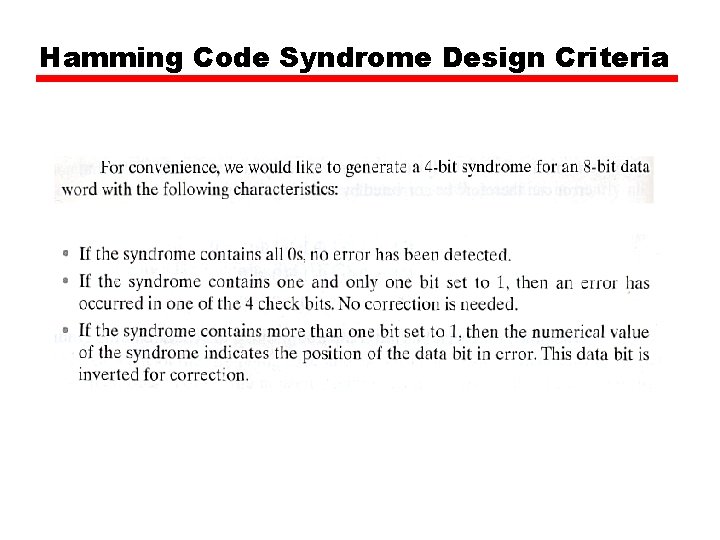 Hamming Code Syndrome Design Criteria 