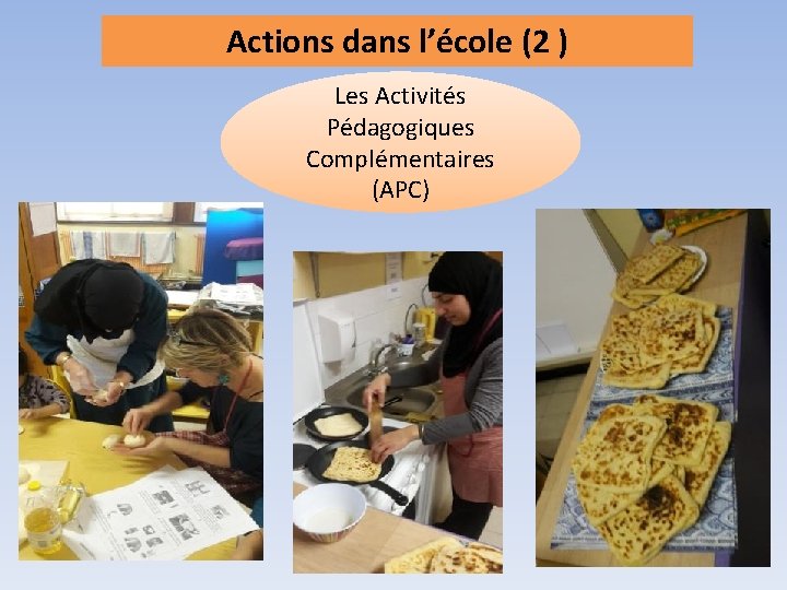 Actions dans l’école (2 ) Les Activités Pédagogiques Complémentaires (APC) 