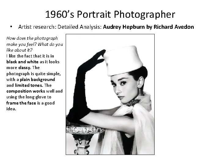 1960’s Portrait Photographer • Artist research: Detailed Analysis: Audrey Hepburn by Richard Avedon How