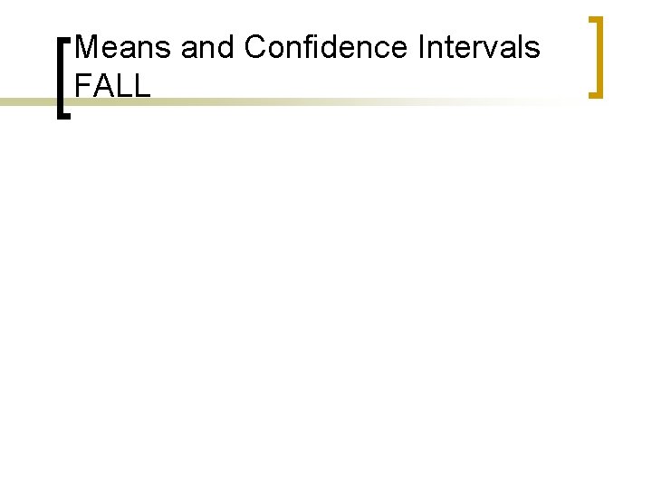 Means and Confidence Intervals FALL 