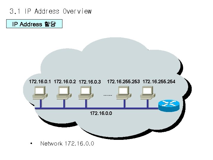 3. 1 IP Address Overview IP Address 할당 172. 16. 0. 1 172. 16.