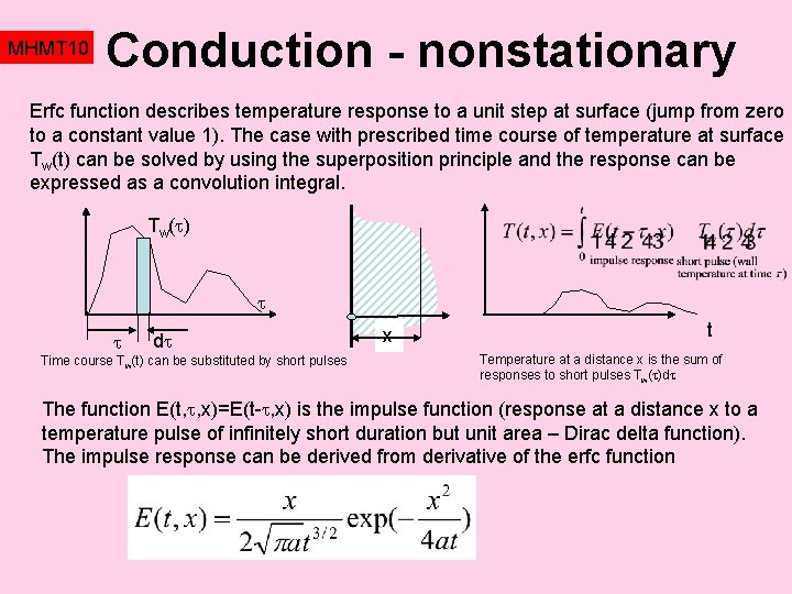 MHMT 10 Conduction - nonstationary Erfc function describes temperature response to a unit step