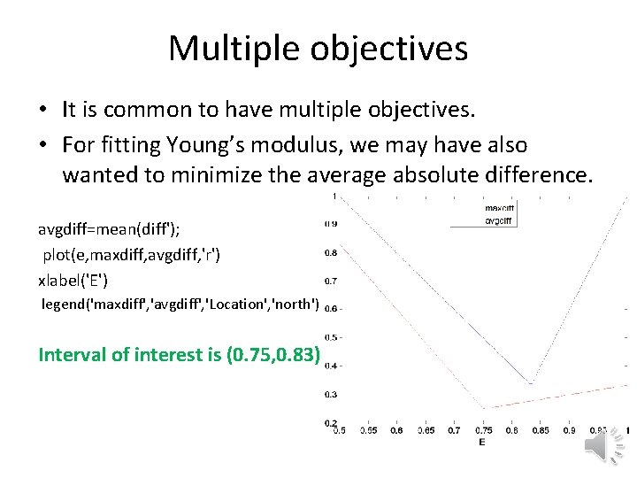 Multiple objectives • It is common to have multiple objectives. • For fitting Young’s