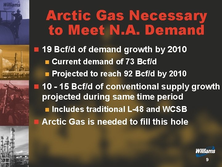 Arctic Gas Necessary to Meet N. A. Demand n 19 Bcf/d of demand growth