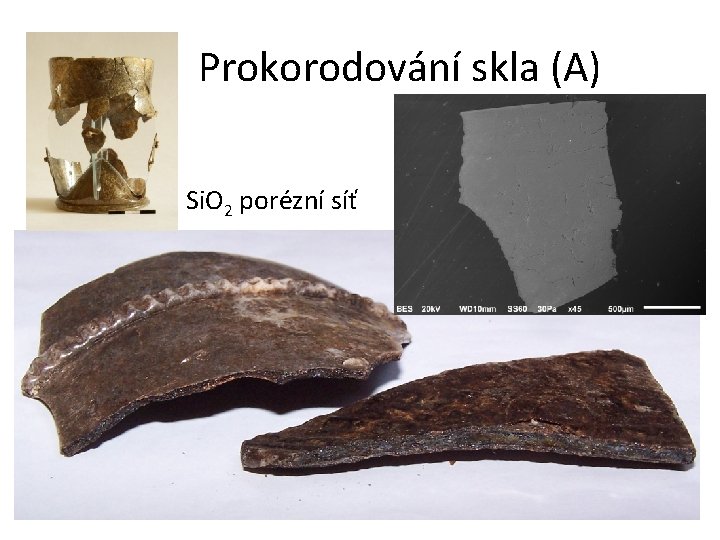 Prokorodování skla (A) Si. O 2 porézní síť 