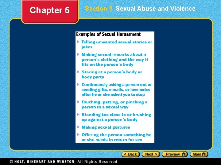 Chapter 5 Section 3 Sexual Abuse and Violence 
