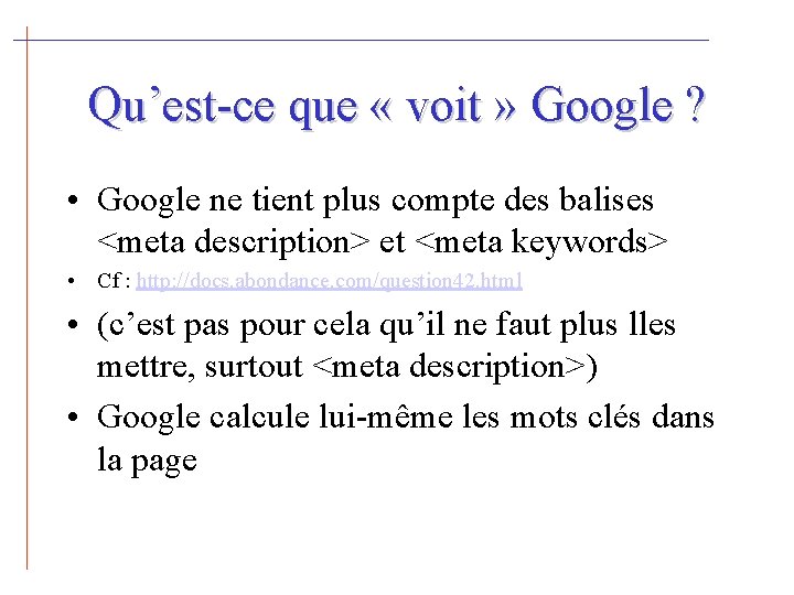 Qu’est-ce que « voit » Google ? • Google ne tient plus compte des