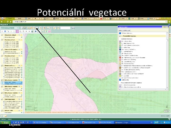 Potenciální vegetace • • • Mapomat Mapa potenciální vegetace Mapa současné vegetace Mapa chráněných